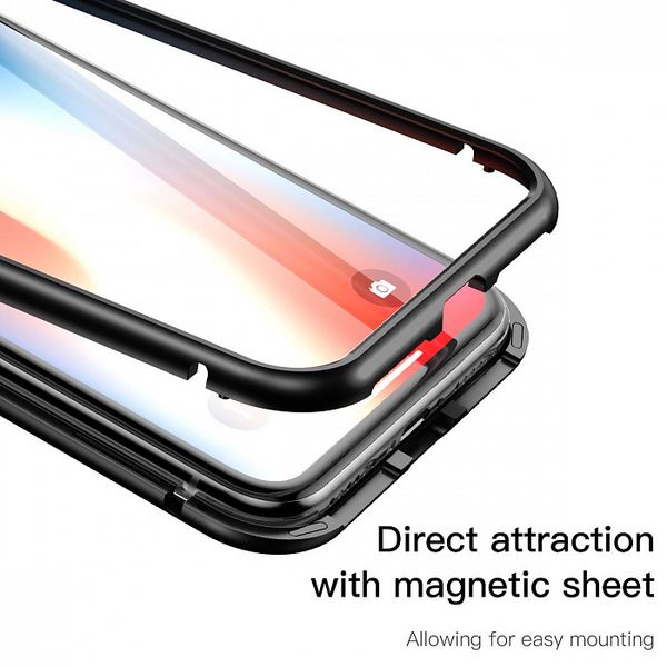 Чехол закаленное стекло с магнитной рамкой Baseus Magnetite Hardware (WIAPIPH61-CS01) для iPhone XR (6.1") Черный