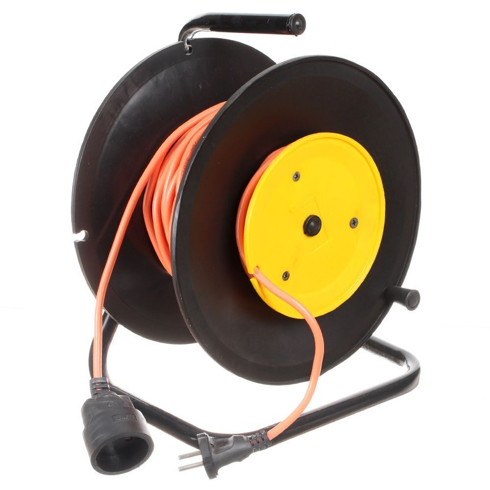 Удлинитель на катушке, 1 гн, 25 м, 2х0.75 мм2, б/з, пластик, Jett