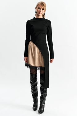 Мини-юбка с кружевом 1264 золото