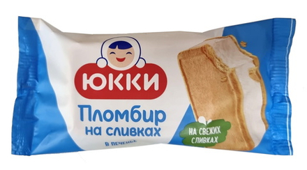 Мороженое "Пломбир на сливках" в печенье 80г. Юкки