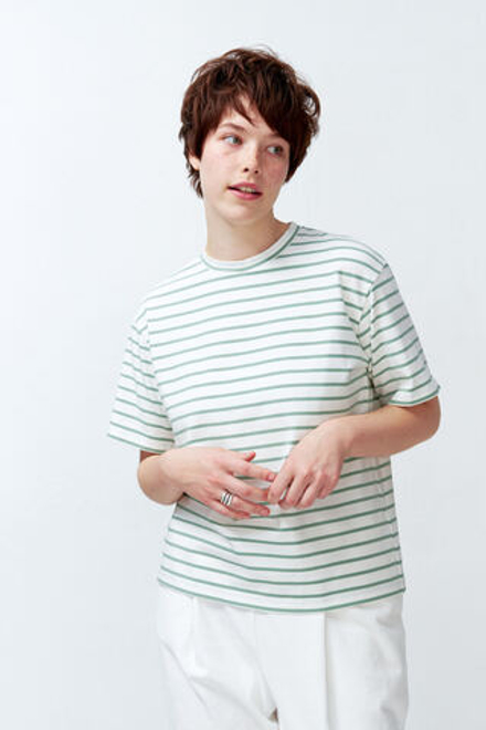 Футболка прямого кроя в зеленую полоску