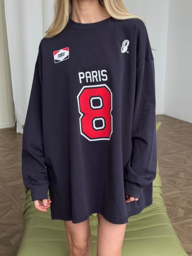 Хлопковый темно-синий лонгслив Paris