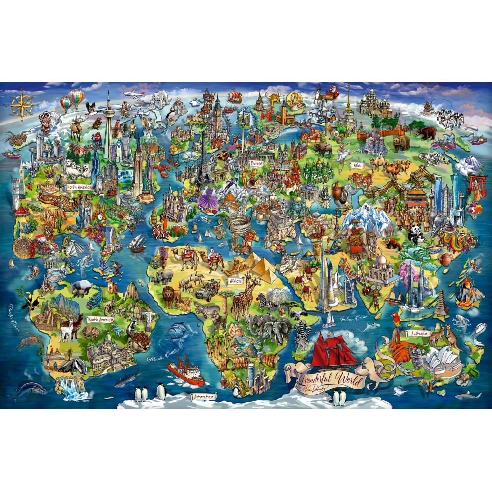 Пазл Ravensburger 017387 Иллюстрированная карта мира 5000 элементов 017387 — фото 2
