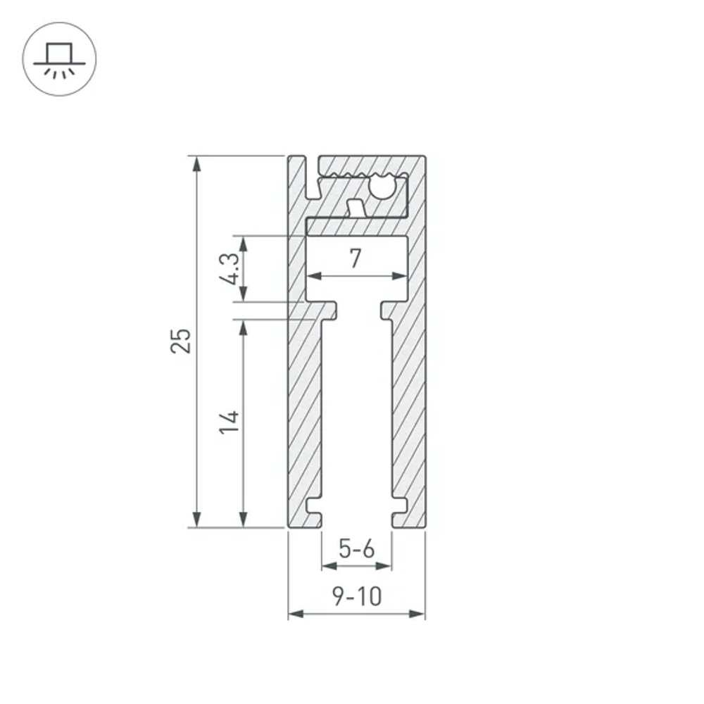 Профиль KLUS-GLASS-56-2000 ANOD (Arlight, Алюминий) 019193
