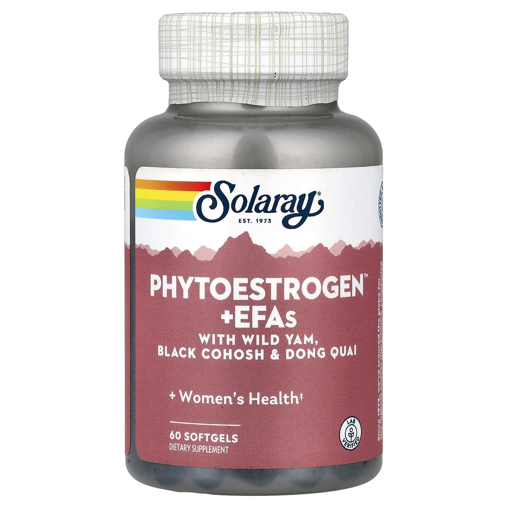 Solaray, Phytoestrogen™ с незаменимыми жирными кислотами с диким ямсом, воронцем кистевидным и дудником китайским, 60 мягких таблеток