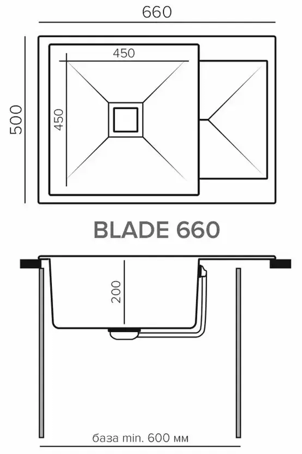 Мойка TOLERO BLADE-660 уголь (черный)