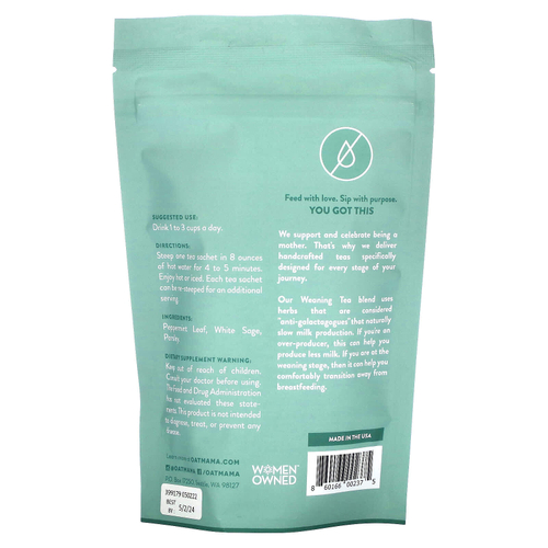 Oat Mama, чай, перечная мята, без кофеина, 14 пакетиков, 32 г