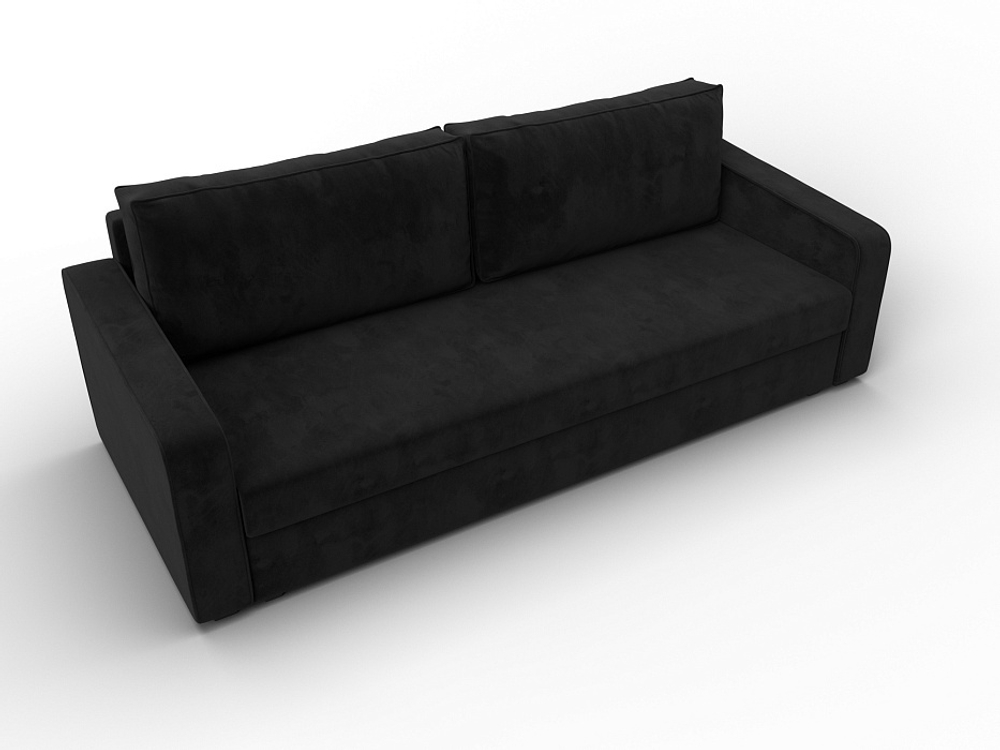 Диван прямой Лига-009, ВЕЛЮР Черный