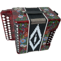 ГАРМОНЬ "ЧАЙКА" (S48/1ХL, 21х12), ЦВЕТ КРАСНЫЙ, РОСПИСЬ "ПАЛЕХ"