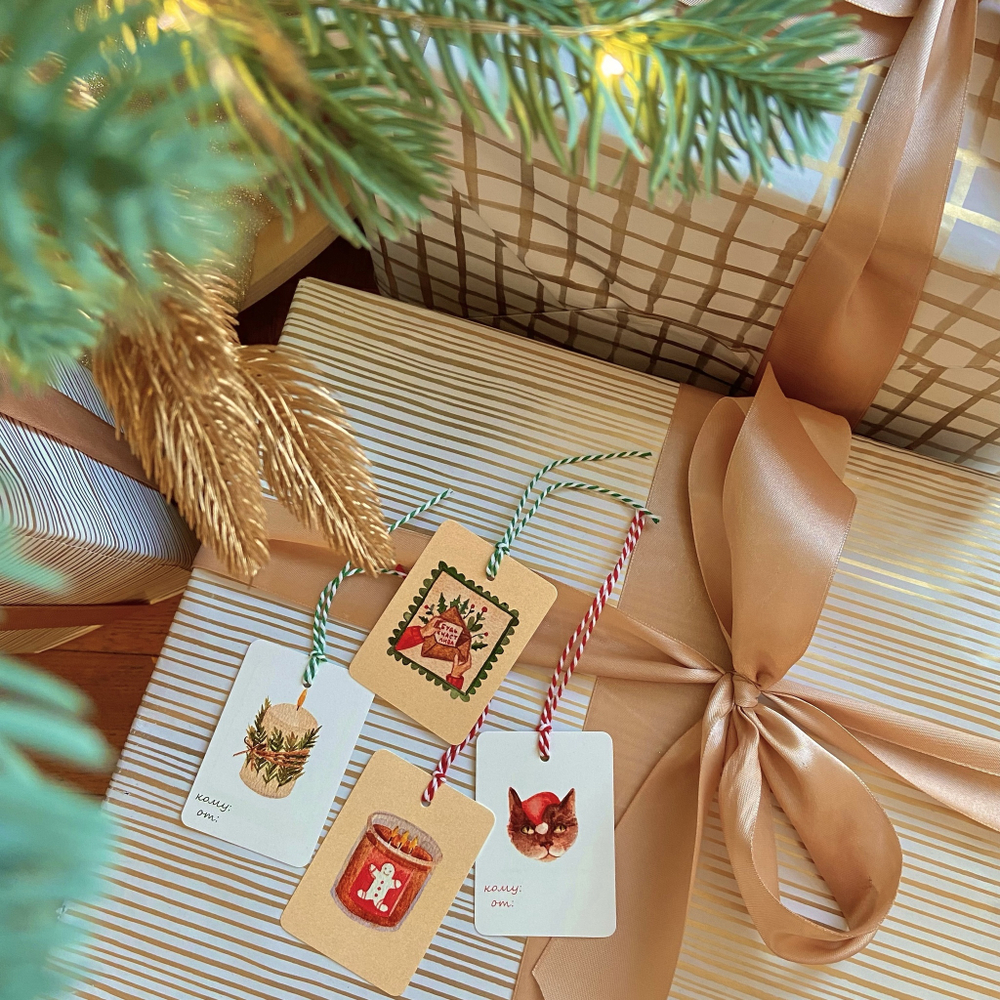 набор новогодних бирок (4 шт)