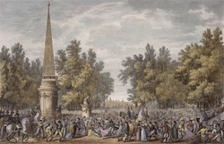 Праздник Вергилия в Мантуе, 24 вандемьера VI года. Гравюра из альбома Военные кампании Франции. 1834