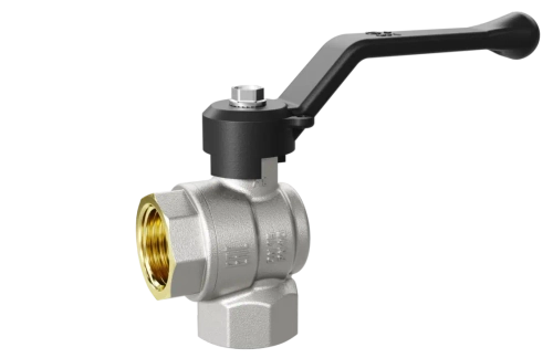 Кран шаровой латунный никелированный угловой внутренняя/внутренняя резьба рычаг, LD Pride