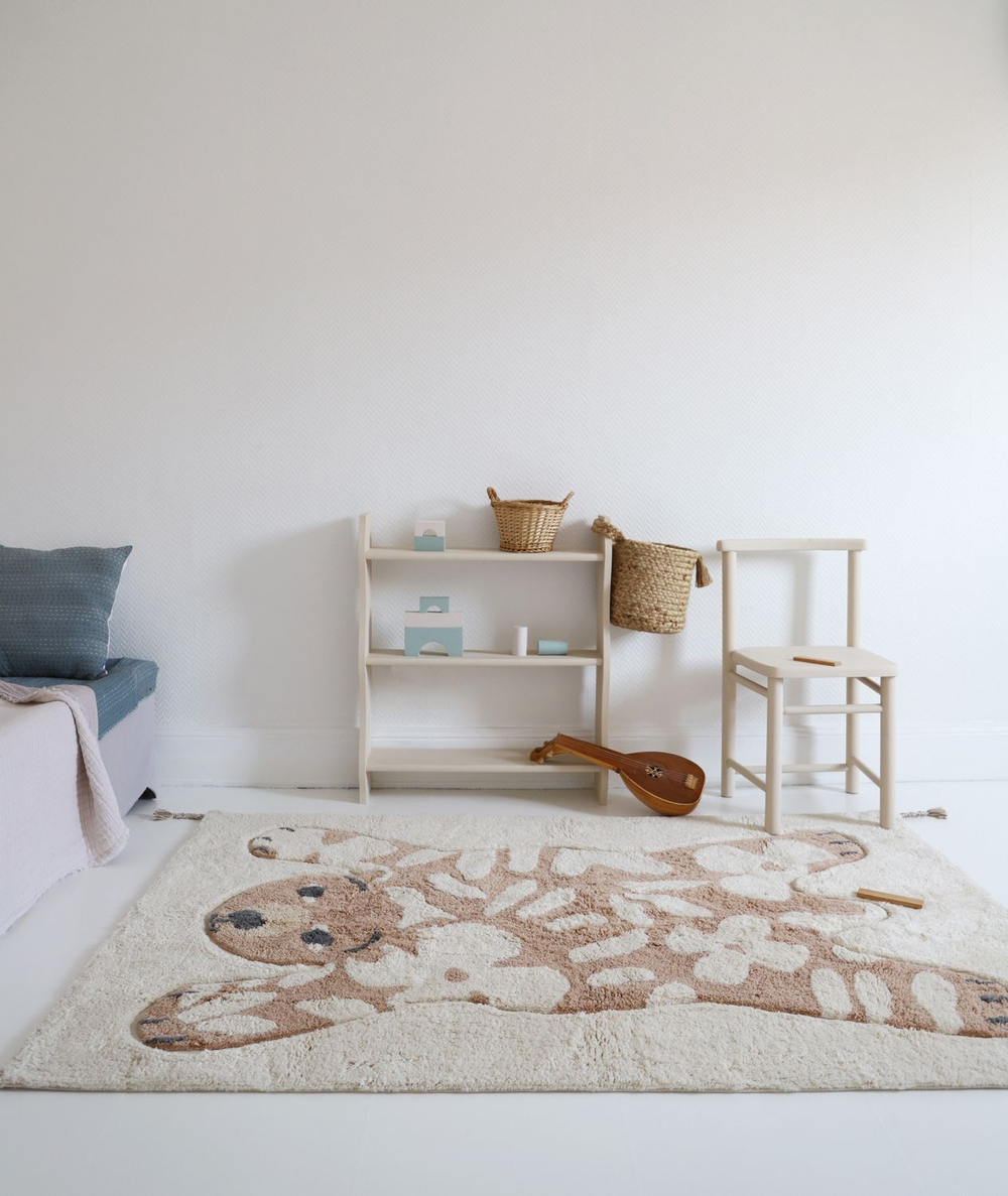 Стираемый коврик Nattiot Flower Bear (100 x 150 см), хлопок, бежевый