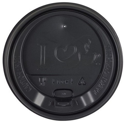 Крышка для стакана (d-80 мм) закрытый питейник ЧЕРНАЯ РИСУНОК "ИМПЭКС" (100/1000 шт.)