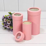 Коробка Ювелирная 9.5х18 см Набор 3 шт с окошком (Розовый)