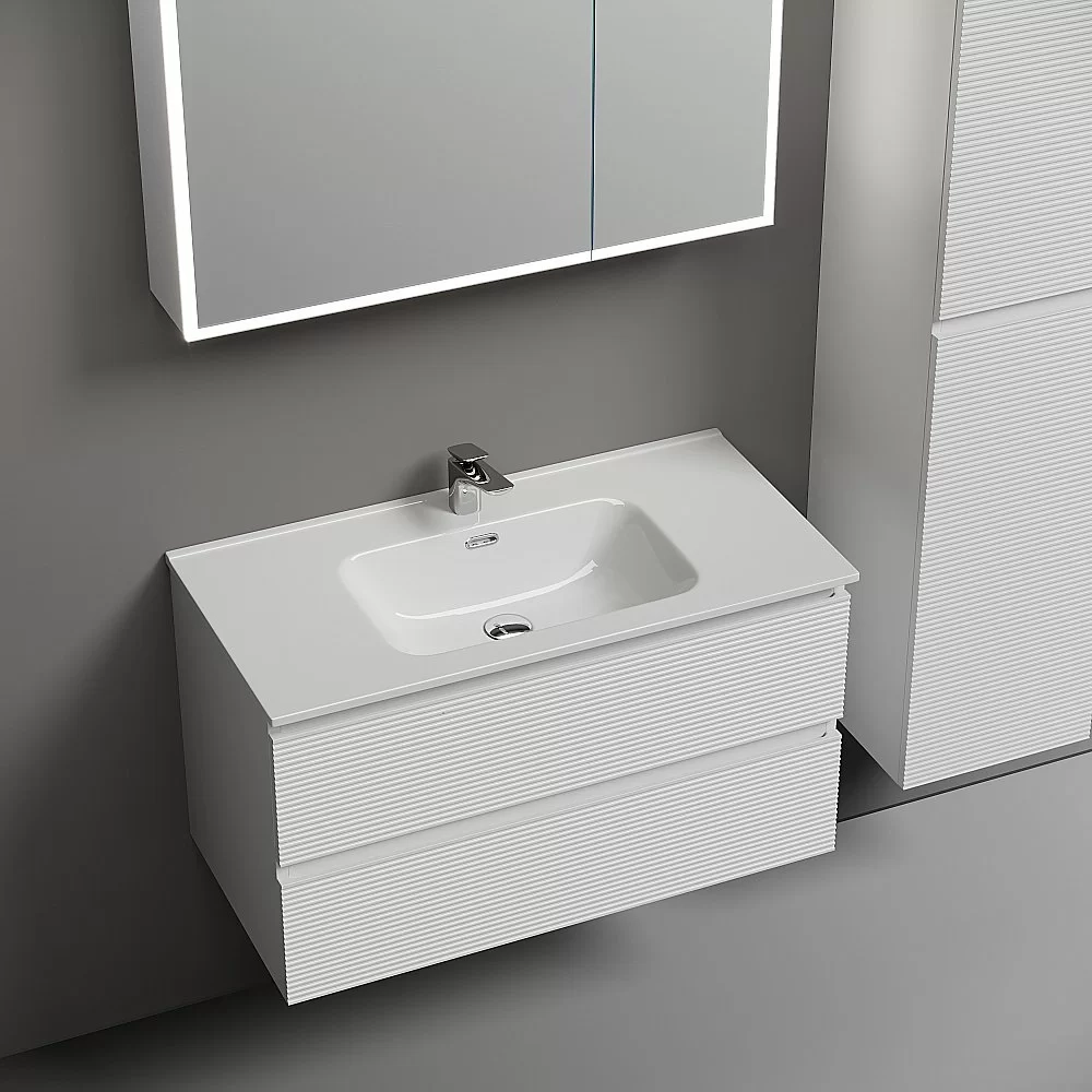 Тумба с раковиной Sancos Folk 90 FL90W белая матовая