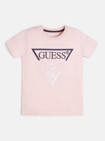 Футболка GUESS Розовый/Вышивка: трехцветный треугольник-логотип Девочка