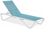 Шезлонг-лежак металлический Papatya Wave Paint, белый, бирюзовый