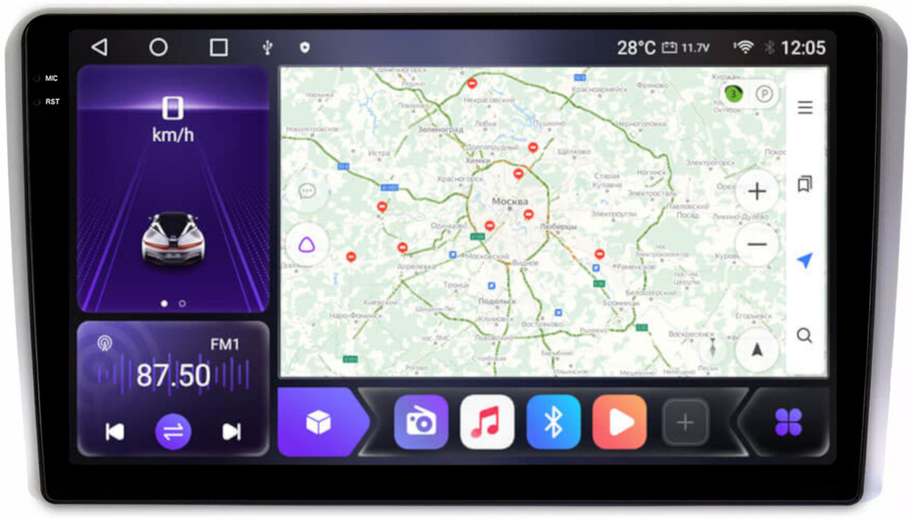 Магнитола для AUDI A3 2003-2012 - Carmedia OL-9968 QLed+2K, Android 12, TS10,  CarPlay, 4G SIM-слот