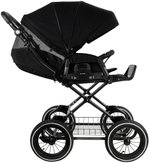 Детская коляска Roan Bass Next Classic d12 2.0 3 в 1 с автокреслом Pituso Baesa Pro Black,Beige Canopy BNC/85/2 Caviar/Black/руч.Cappuccino