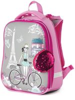 Ранец BRAUBERG PREMIUM, 2 отделения, с брелком, Paris cycling, 38х29х16 см, 227813