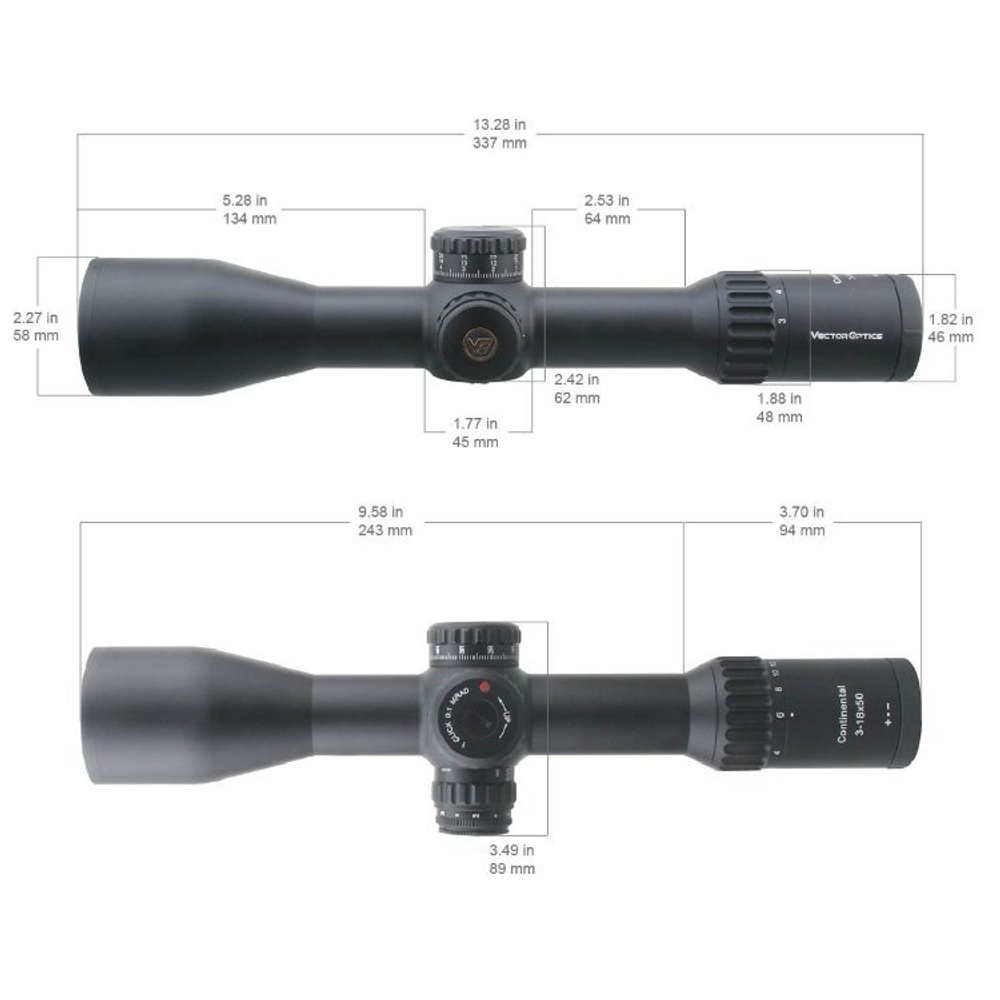 Прицел Vector Optics Continental 3-18x50, 34 мм, Tactical FFP