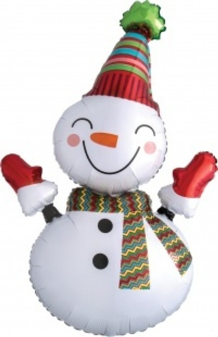 Шар (39''/99 см) Фигура, Веселый снеговик, 1 шт. А168