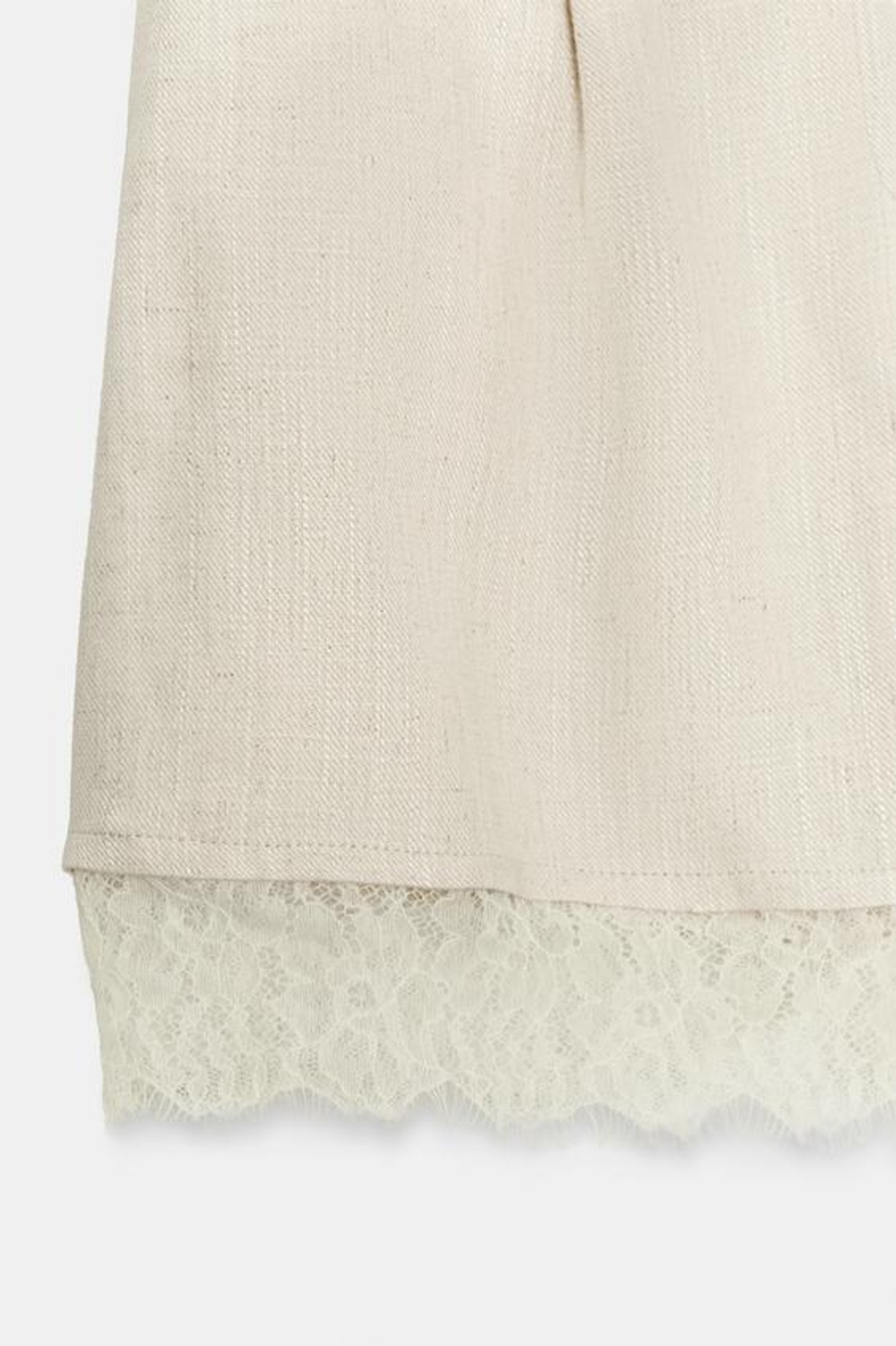 ZARA ШОРТЫ С КРУЖЕВНОЙ ОТДЕЛКОЙ, СВЕТЛО-БЕЖЕВЫЙ