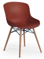 Стул пластиковый Papatya Globe-S Wox Beech, натуральный, красный