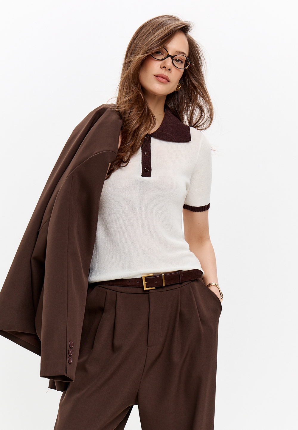 Поло с контрастным воротником