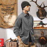 Полосатая рубашка с длинными рукавами мужская свободная повседневная мужская