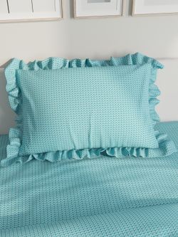 Декоративная наволочка с рюшами, оборками "Вязание лазурное" 40х60 см, 1 шт, без молнии