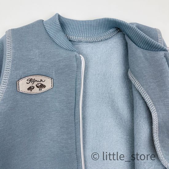 Комбинезон из футера с начесом "Смайлики" Пепельный, с манжетами