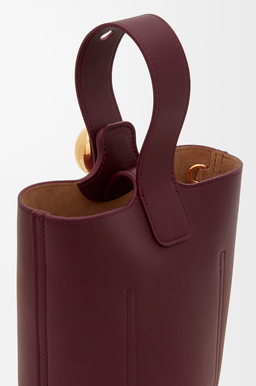 Loewe Мини-сумка-ведро Pebble из гладкой телячьей кожи, бургунди