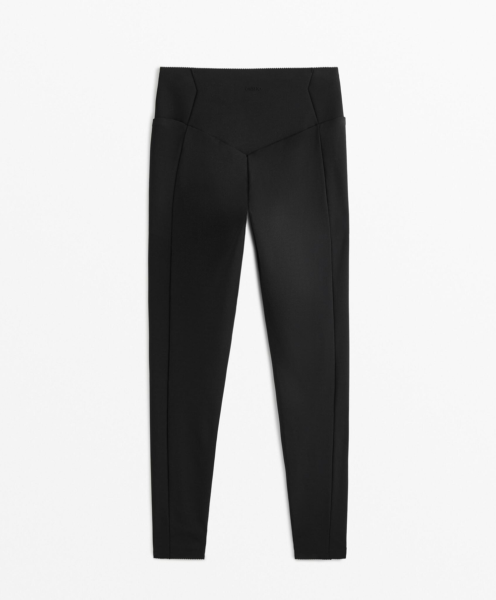 OYSHO Легинсы длиной до щиколотки с высокой посадкой и карманами, компрессионные, длиной 65 см, черный