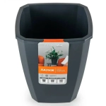 Кашпо квадратное с дренажной вставкой Лаунж 2,4л,6л чернильно-серое С371ЧСЕР