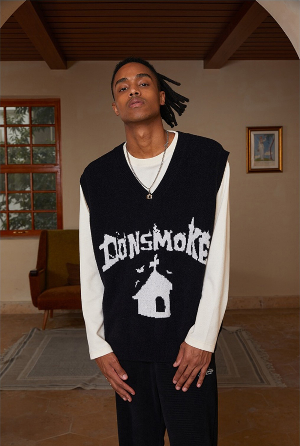 [FROM MOSCOW] Жилет DONSMOKE "Castle Logo" V-Neck Knitted Vest