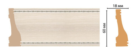 Плинтус напольный дюрополимер под дерево D192-14 60×18×2400 мм DecoMaster