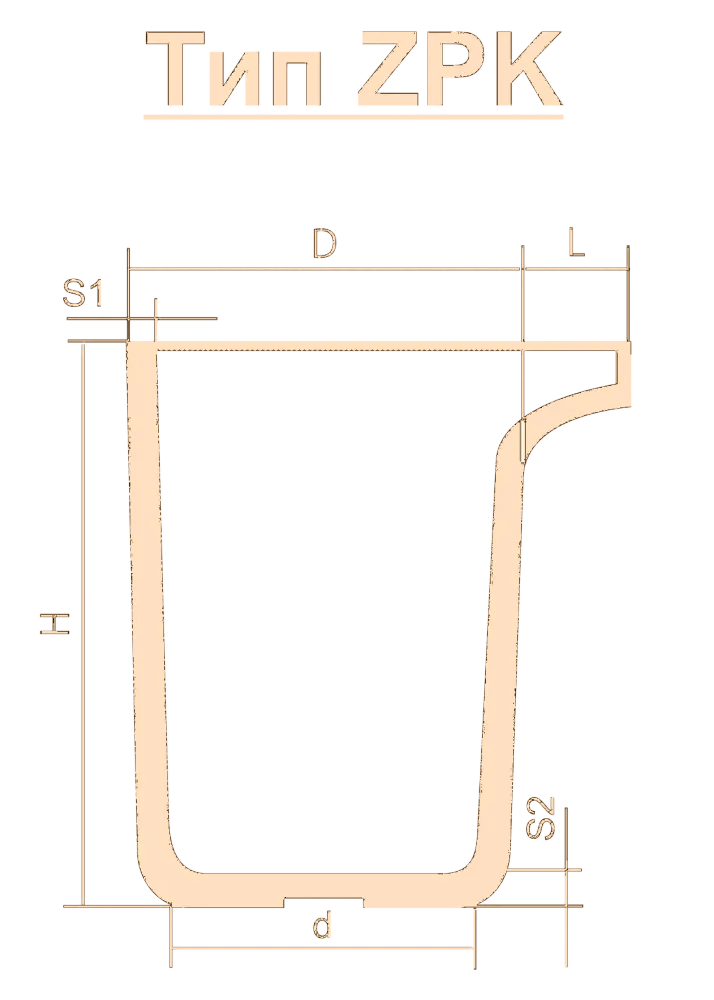 Тигель ZPK 1150 L Lн=160в Тигель ZPK 1150 L Lн=160в