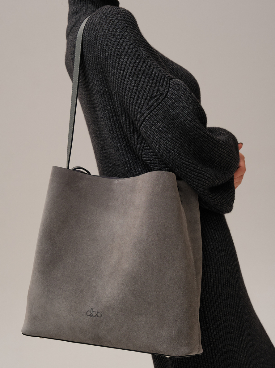 Замшевая сумка шоппер DBR 30948 серый замок