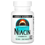Source Naturals, ниацин, 100 мг, 250 таблеток