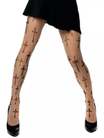 Колготки с принтом в виде крестов (Размер: S-M-L) (Цвет: бежевый)