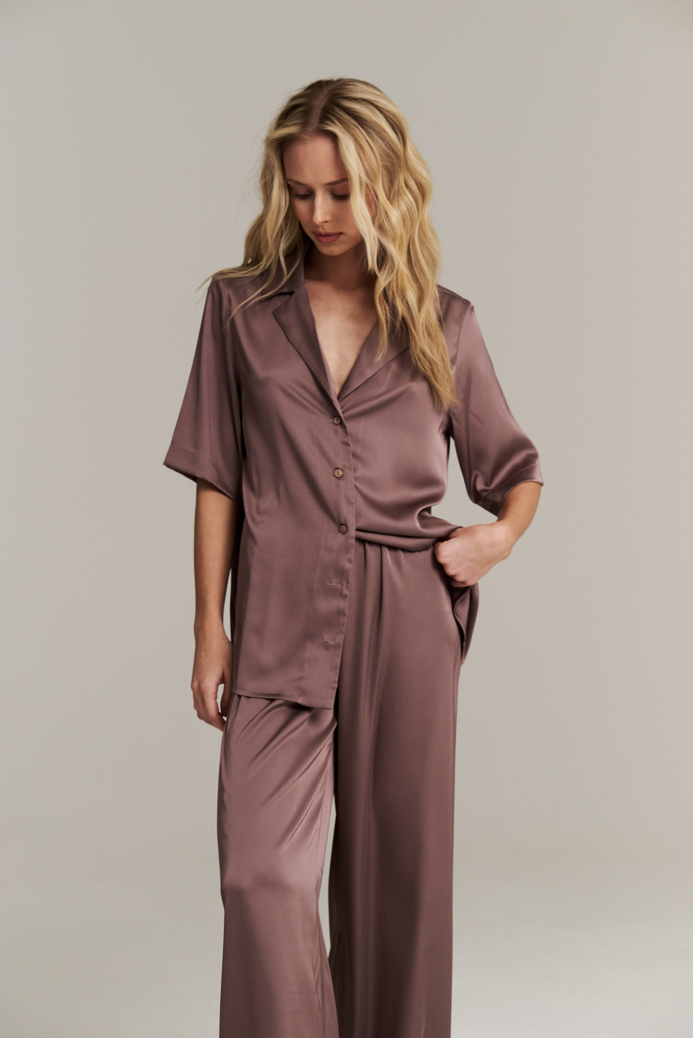 Пижамная рубашка из шелка