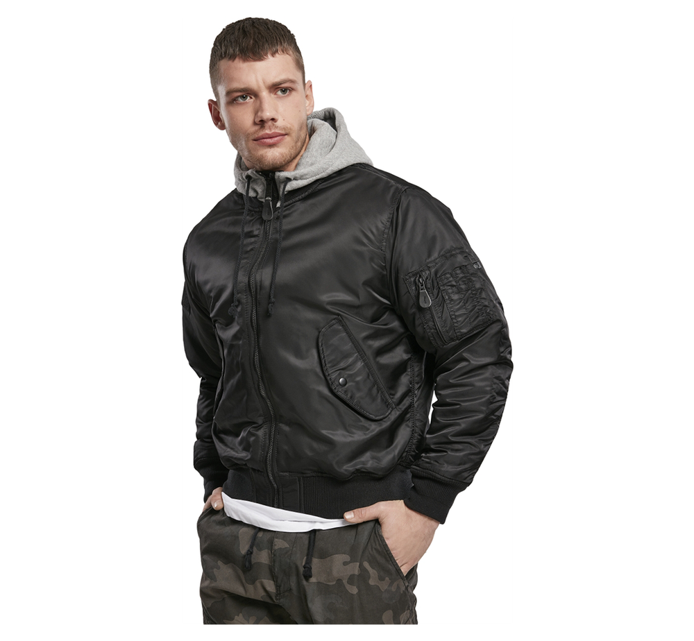 Brandit MA1 SWEAT HOODED JACKET black-grey