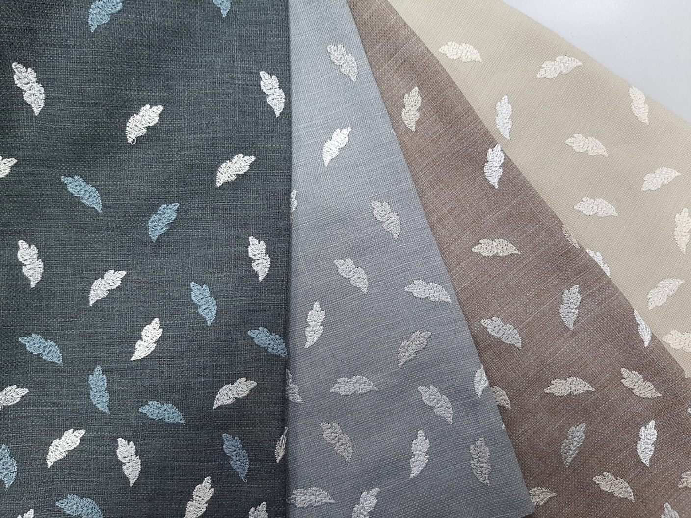 🍃Портьера и тюль компаньоны с вышитыми листьями "Лиссабон"🍃