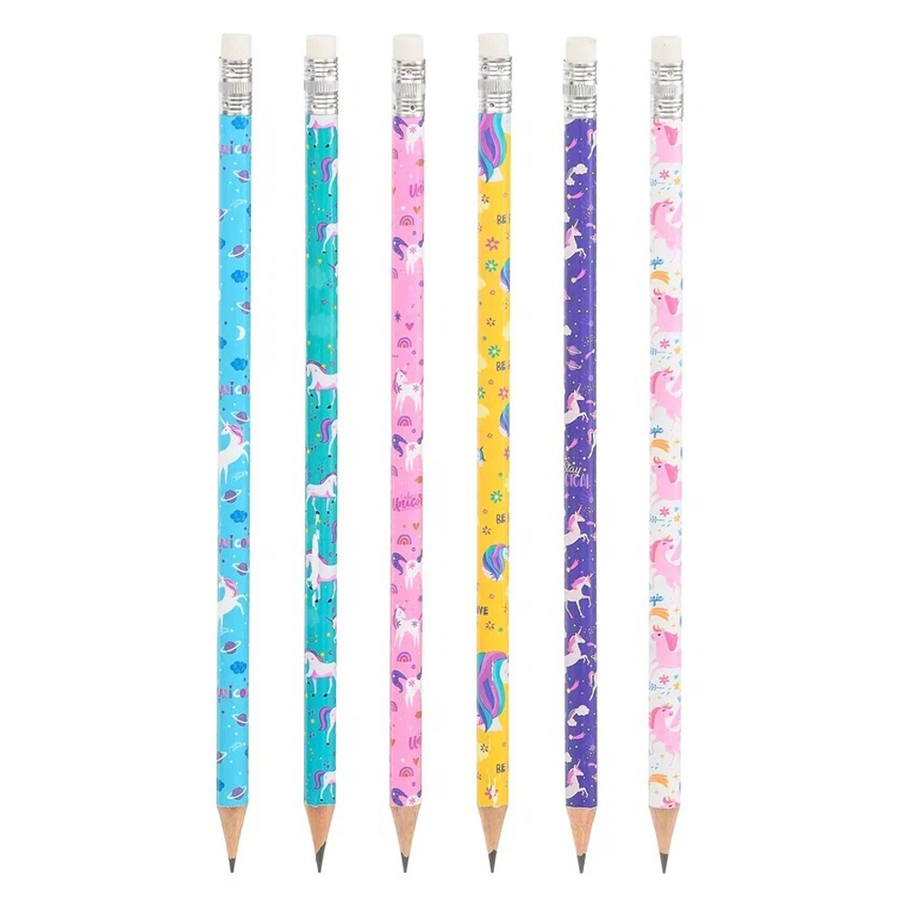 Карандаш простой, чернографитный, Basir, деревянный, с ластиком, серия "Единорог", с рисунком на корпусе, 48 шт