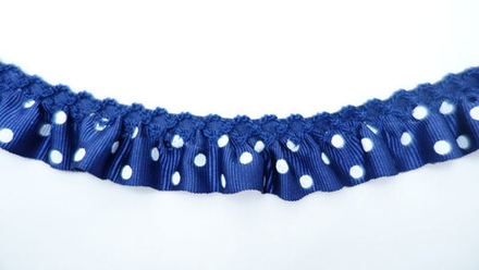 Рюш декоративный "в горошек", 20 мм, цвет темно-синий