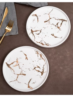 Набор посуды 2 тарелки белый мрамор 20 см