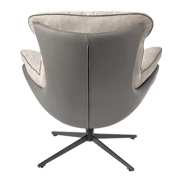 Кресло Hugo светло-серая экокожа, шенилл