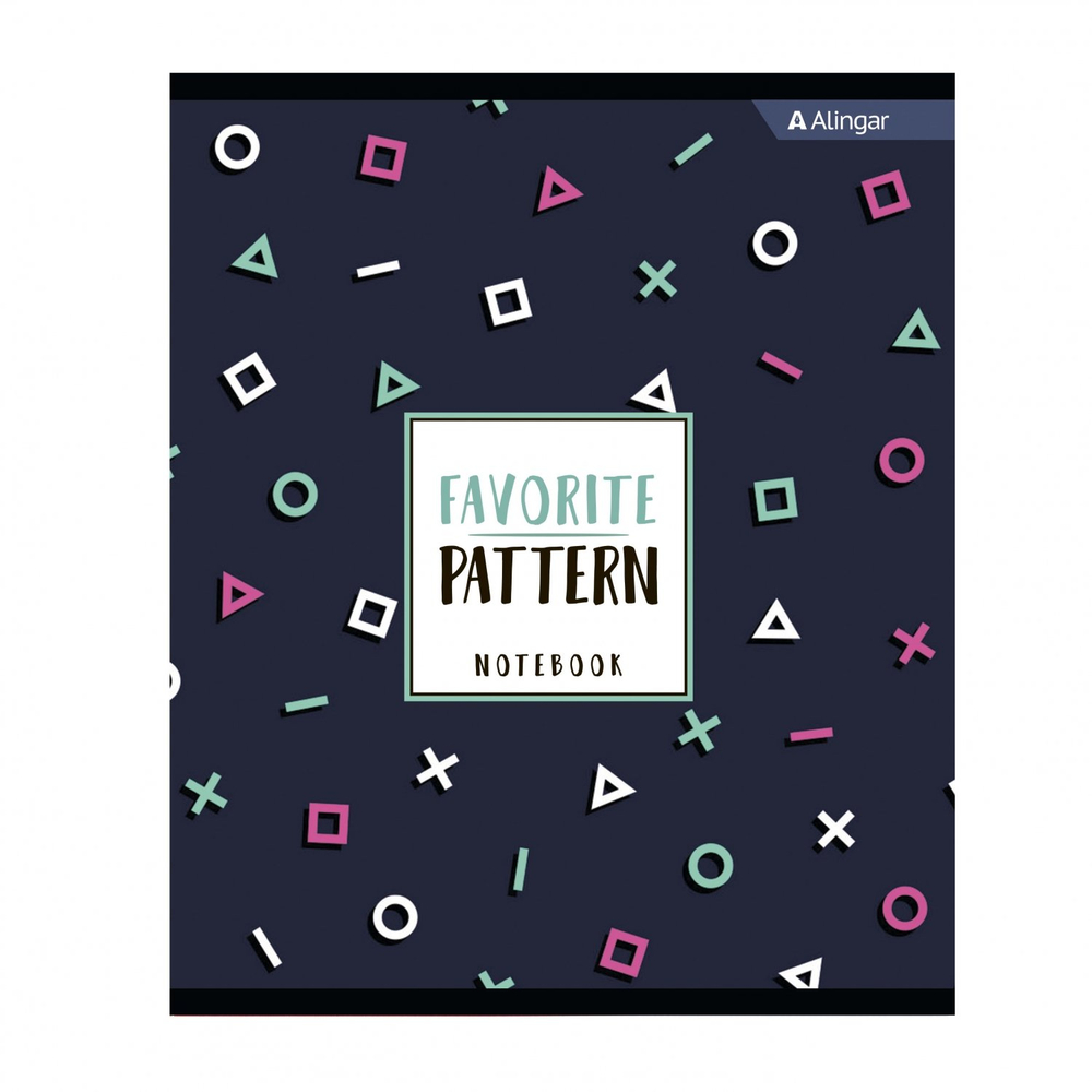 Тетрадь 36 л., А5, клетка, Alingar " Орнамент", скрепка, второй блок, мелованный картон (стандарт), 4 дизайна в пленке т/у